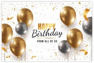 Happy Birthday from All of Us (Gold Balloons) - 55mm x 85mm Florist Cards