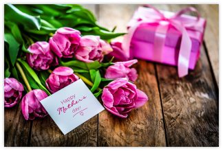Happy Mother's Day (Tulips & Gift) - 55mm x 85mm Florist Cards