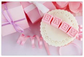 Pink Baby (Cupcake & Presents) - 55mm x 85mm Florist Cards