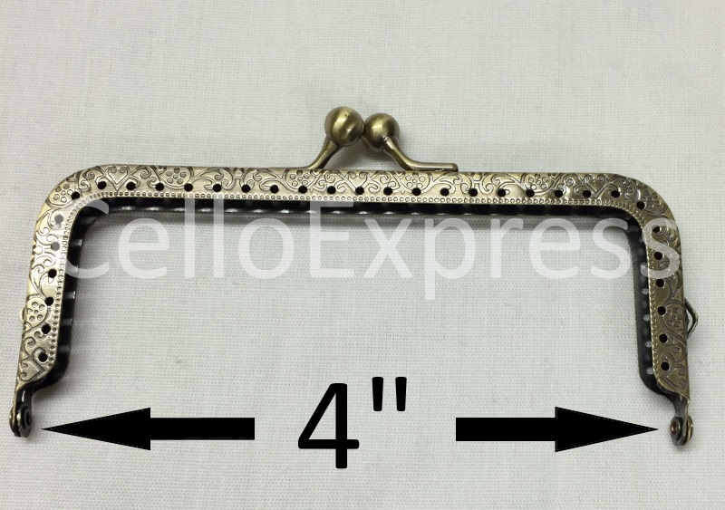 Pack of 1 Straight Type 2 Purse Clasp 4" Antique Brass CelloExpress