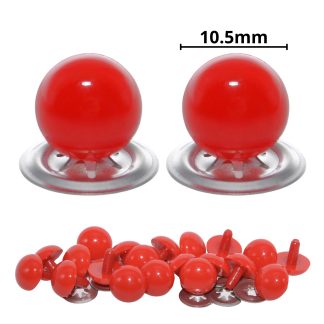 10.5mm Solid Red Eyes with Metal Backs