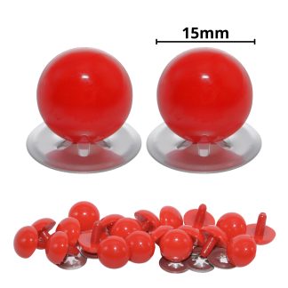 15mm Solid Red Eyes with Metal Backs