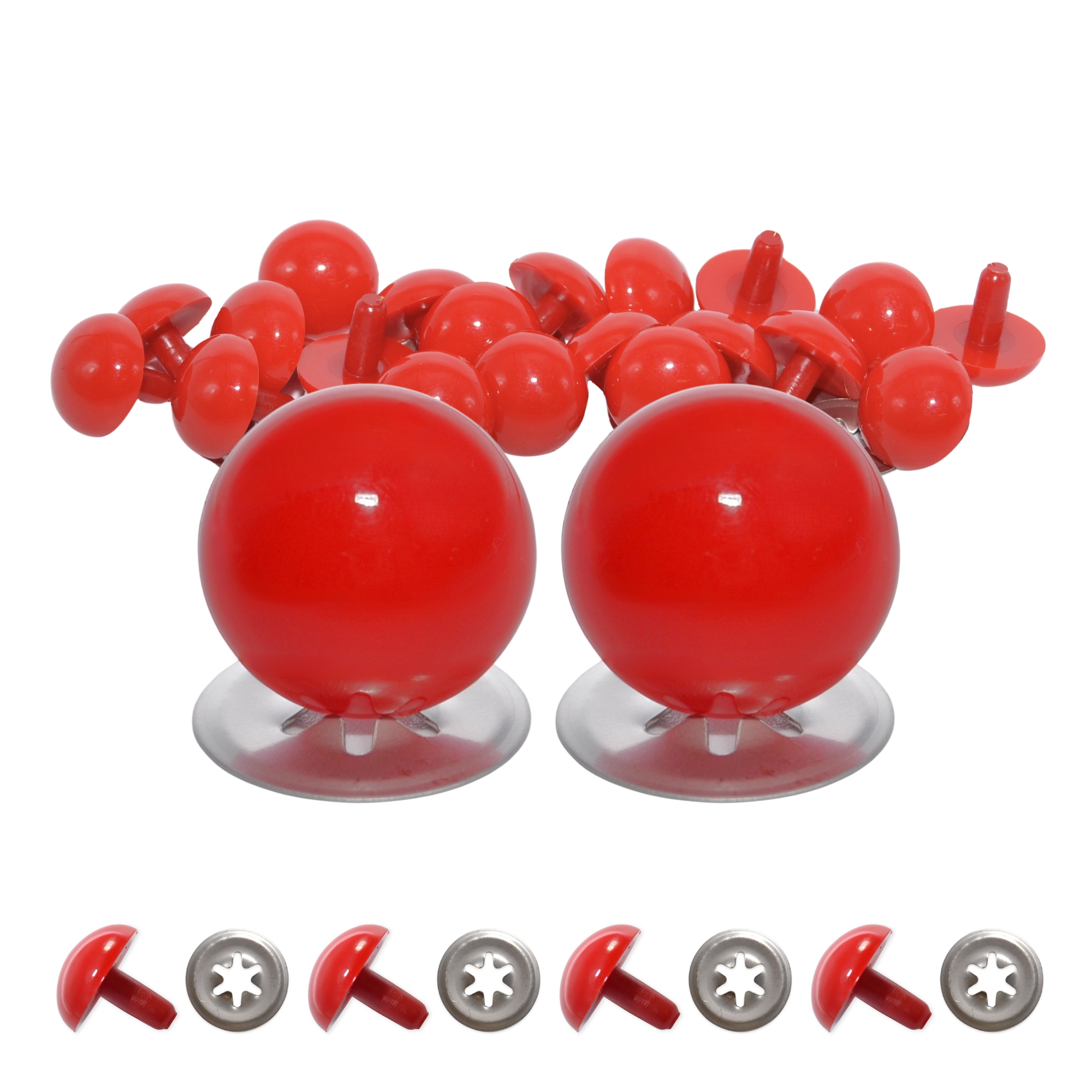 10.5mm Solid Red Eyes with Metal Backs - Image 2