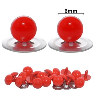 6mm Solid Red Eyes with Metal Backs