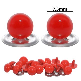 7.5mm Solid Red Eyes with Metal Backs