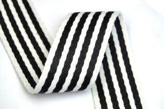 Black 116 Polyester Mix Striped Webbing - 38mm Width