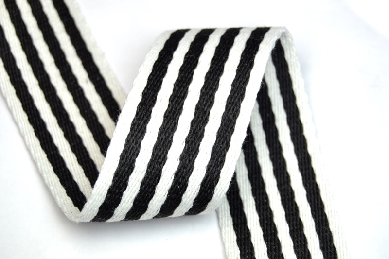 Black 116 Polyester Mix Striped Webbing - 38mm Width
