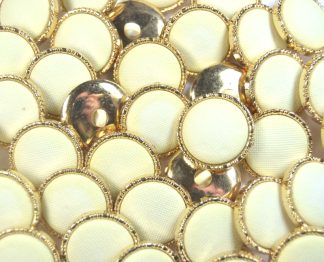Cream - 20mm - Mock / Imitation Fabric Gold Shank Buttons - Dressmaking & Sewing Crafts
