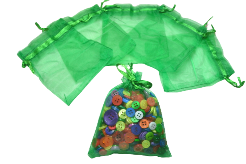10cm x 12cm Forest Green Straight Organza Pouches - Jewellery Gift Bags