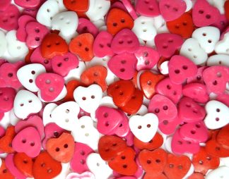 Red, Pink and White- Heart 2 Hole 12mm - Acrylic Buttons for Costumes & Children's Craft Projects