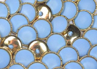 Light Blue - 20mm - Mock / Imitation Fabric Gold Shank Buttons - Dressmaking & Sewing Crafts