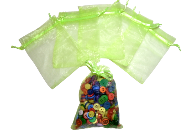 9cm x 12cm Light Green Organza Bags - Jewellery Gift Pouches