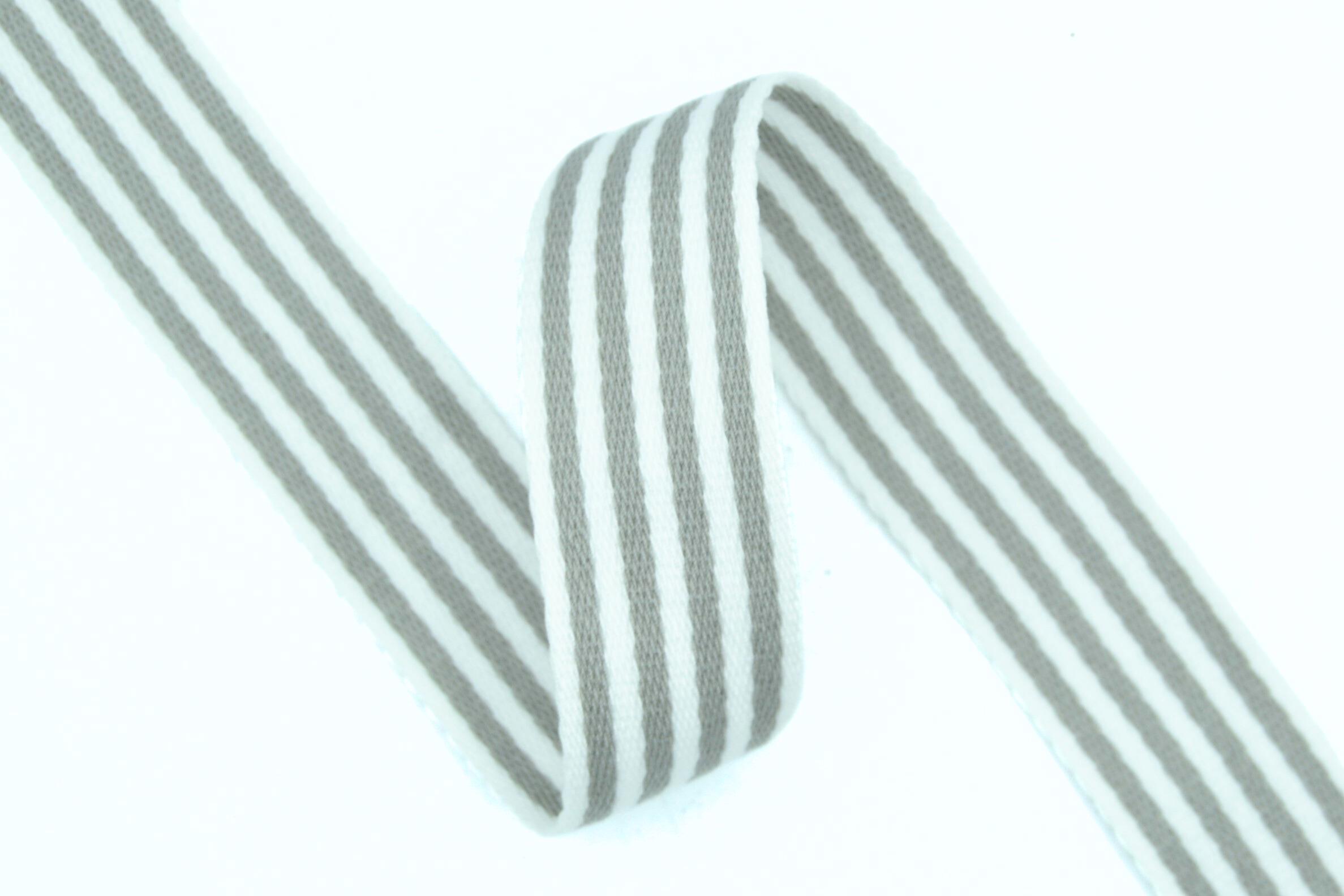 Light Grey 164 Polyester Mix Striped Webbing - 38mm Width