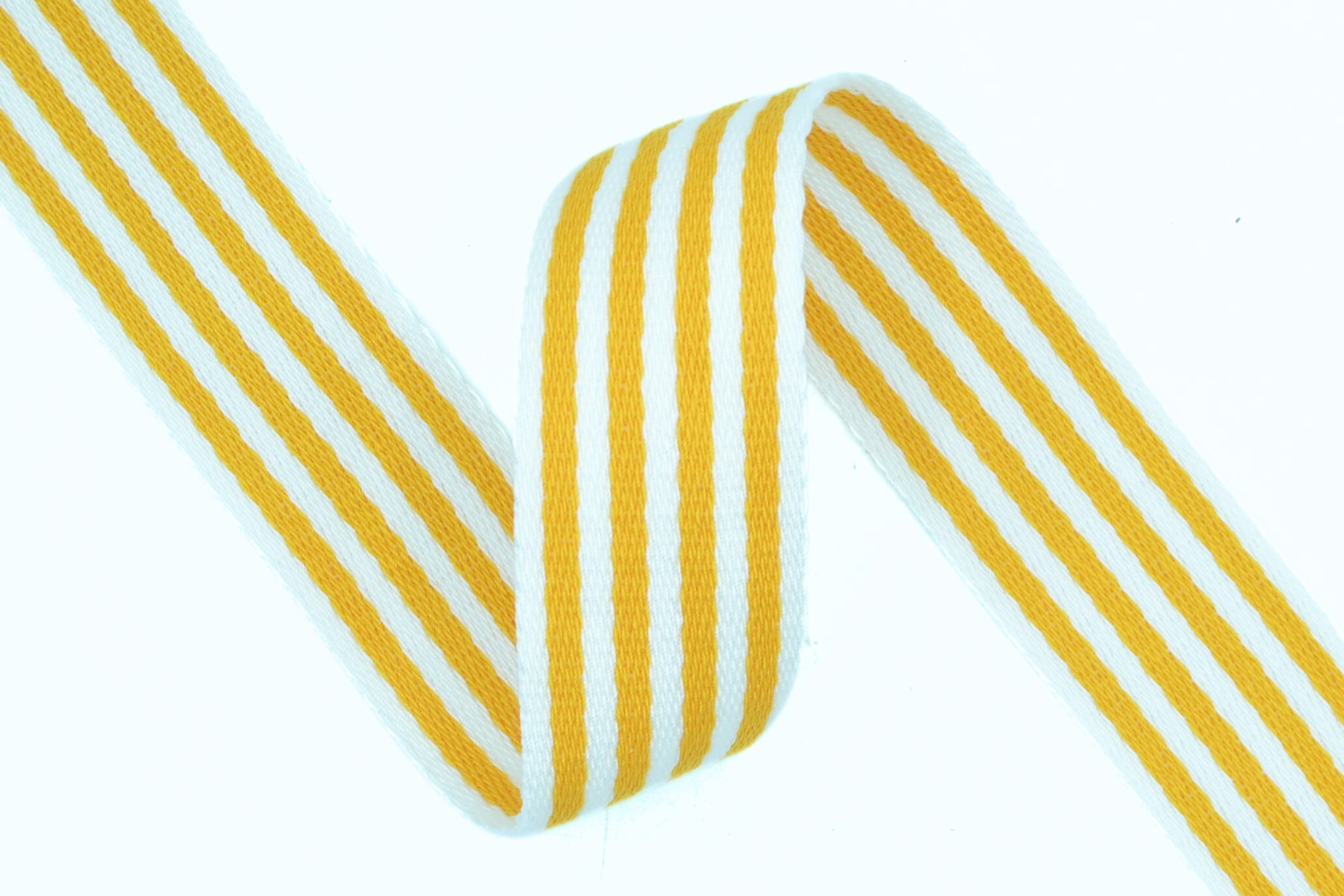 Mustard 115 Polyester Mix Striped Webbing - 38mm Width