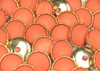 Orange - 20mm - Mock / Imitation Fabric Gold Shank Buttons - Dressmaking & Sewing Crafts