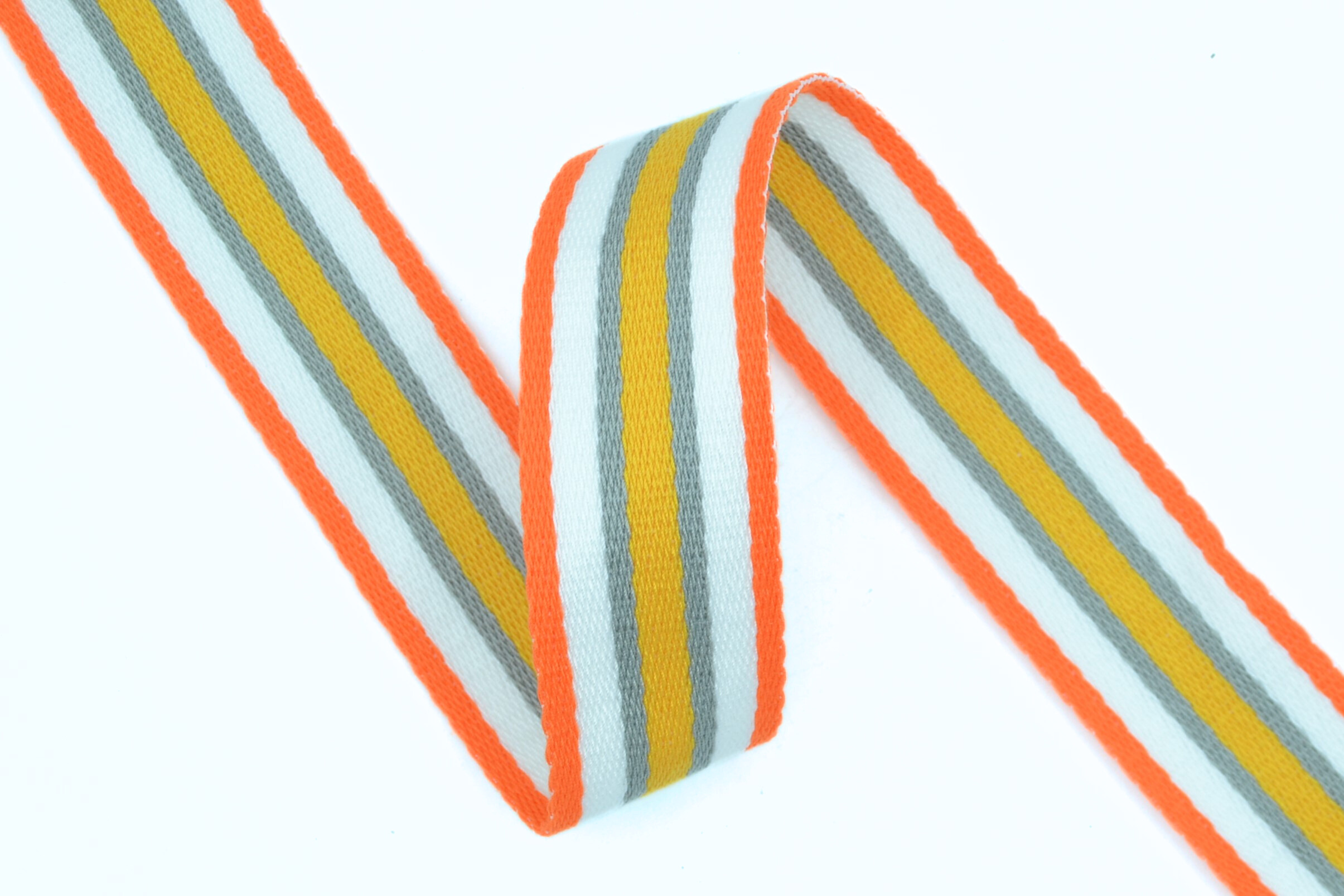 Orange Mix Polyester Mix Striped Webbing - 38mm Width
