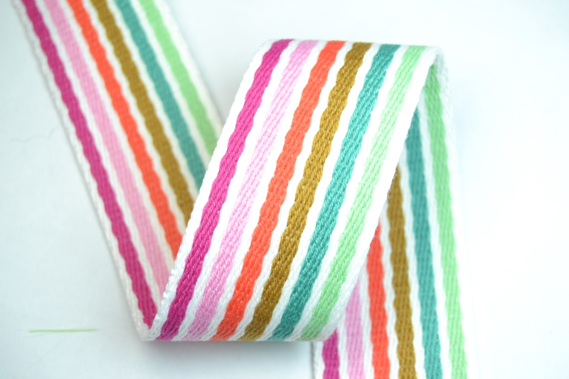Pastel Stripe 218 Polyester Mix Striped Webbing - 38mm Width