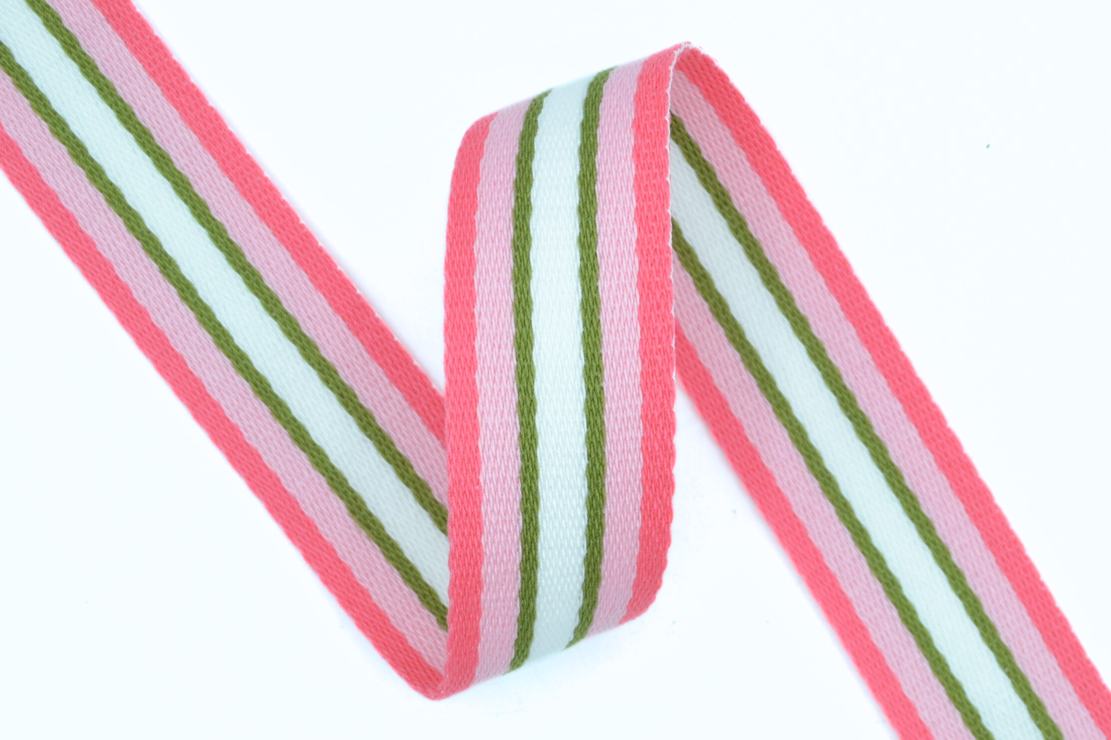 Pink Mix Polyester Mix Striped Webbing - 38mm Width