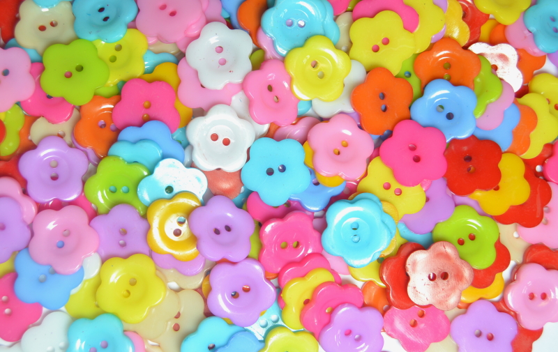 Mixed - Plum Blossom 15mm - Acrylic Buttons for Costumes & Children's Craft Projects