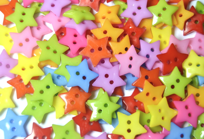Mixed - Star 2 Hole 12mm - Acrylic Buttons for Costumes & Children's Craft Projects