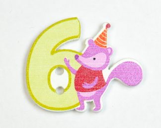 Childrens Numbers Wooden Buttons - 6 - 25mm