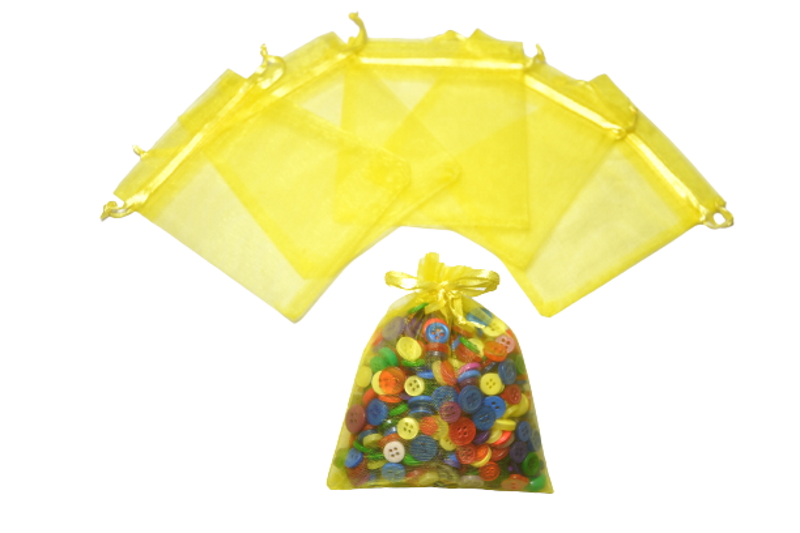 9cm x 12cm Yellow Organza Bags - Jewellery Gift Pouches