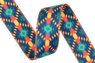 Aztec 2 Shiny Patterned Polyester Webbing - 38mm Width