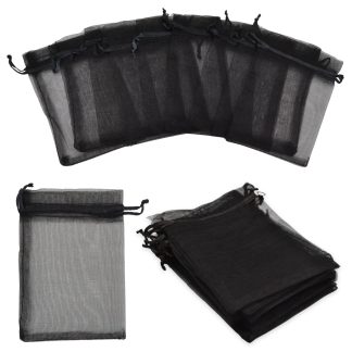 7cm x 9cm Black Organza Bags - Jewellery Gift Pouches