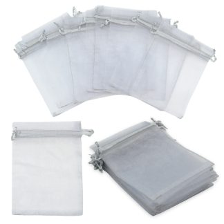 7cm x 9cm Grey Organza Bags - Jewellery Gift Pouches