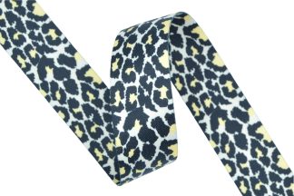 Leopard Cream Shiny Patterned Polyester Webbing - 38mm Width
