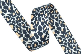 Leopard Peach Shiny Patterned Polyester Webbing - 38mm Width