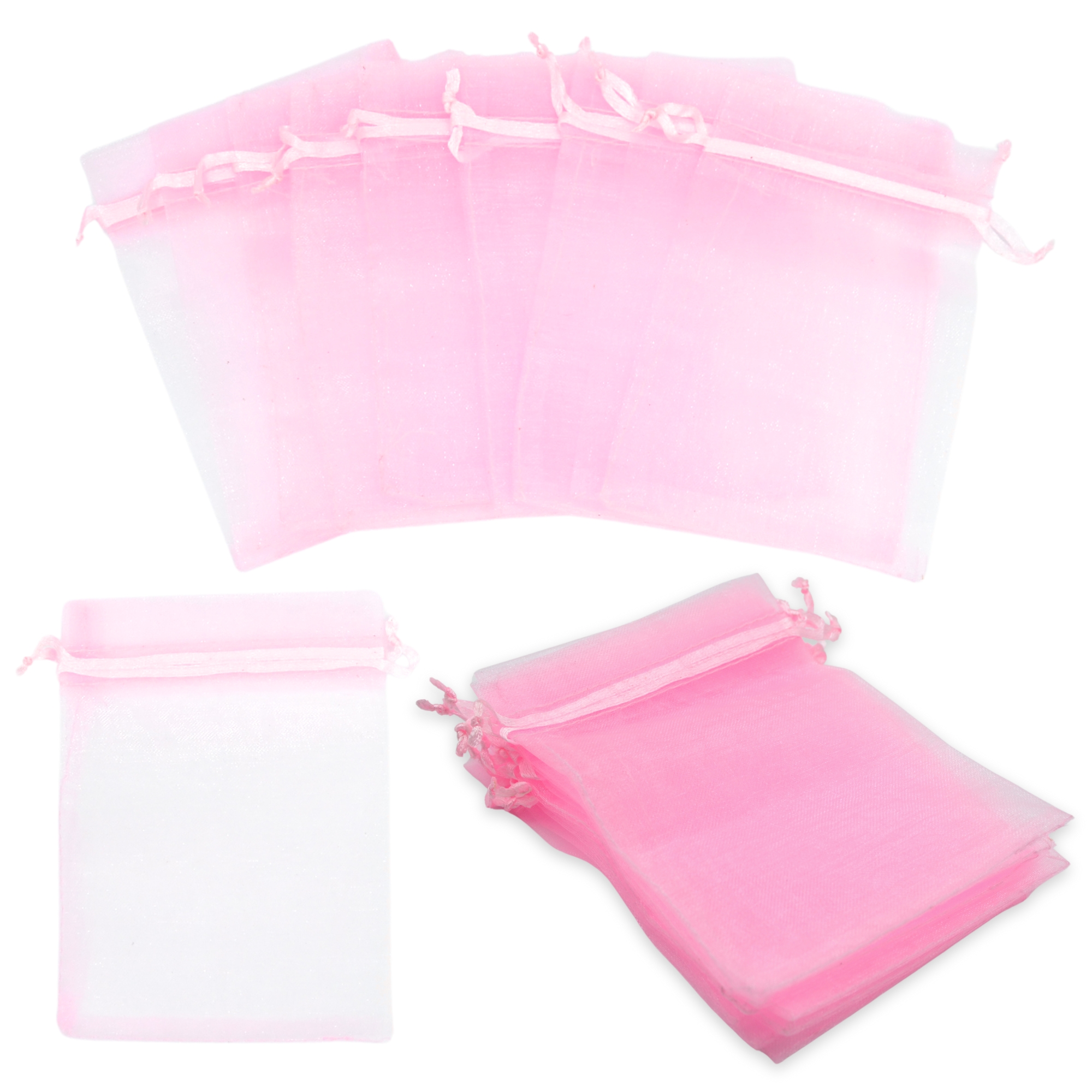 7cm x 9cm Light Pink Organza Bags - Jewellery Gift Pouches