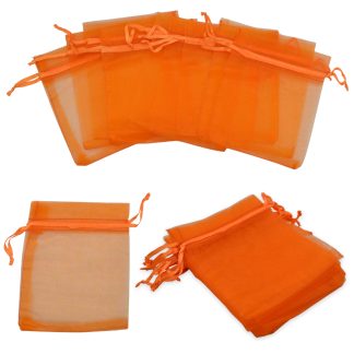 7cm x 9cm Orange Organza Bags - Jewellery Gift Pouches