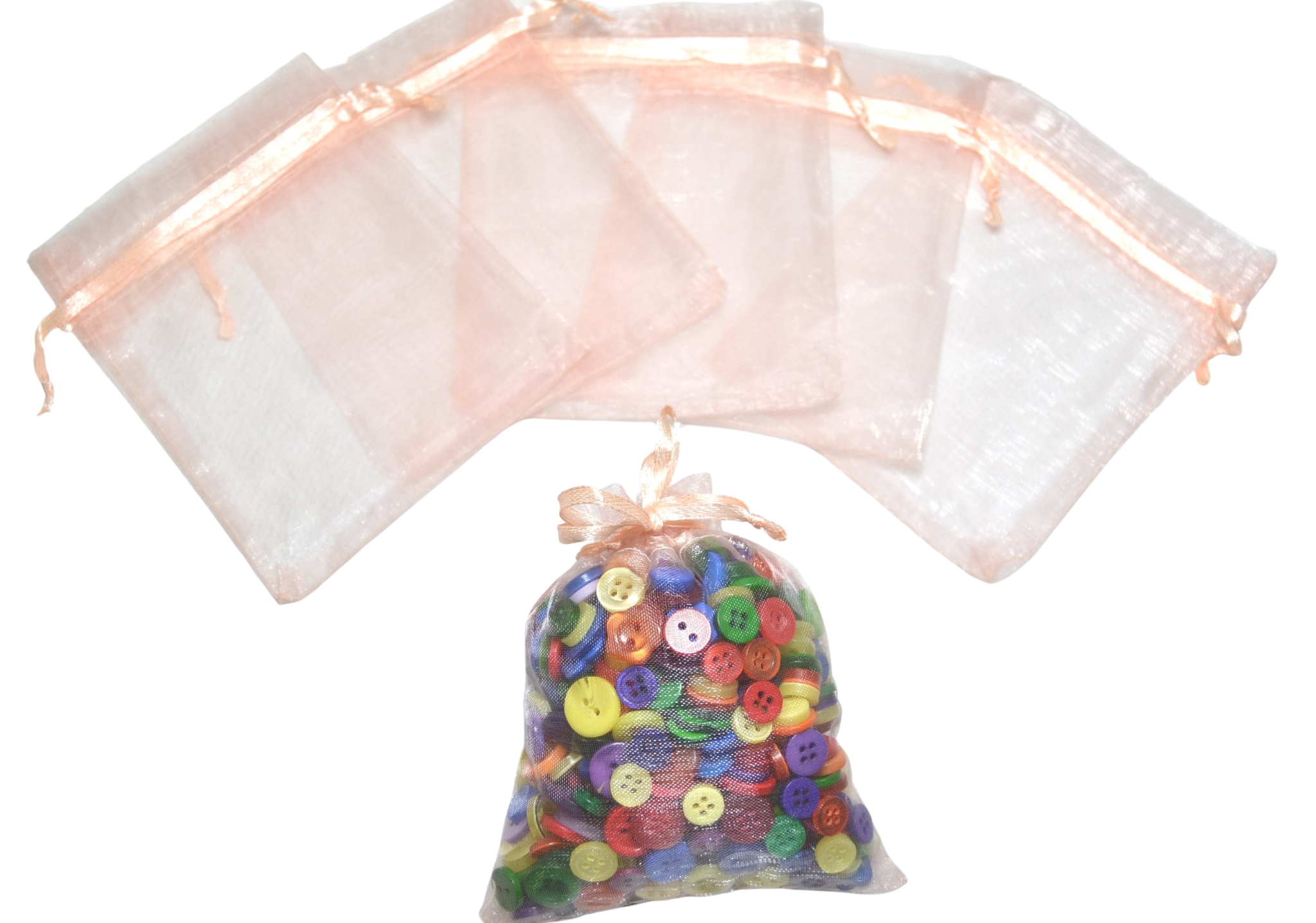 10cm x 12cm Peach Organza Bags - Jewellery Gift Pouches