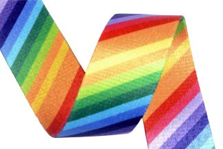 Rainbow Stripe 4356 Shiny Printed Polyester Webbing - 38mm Width