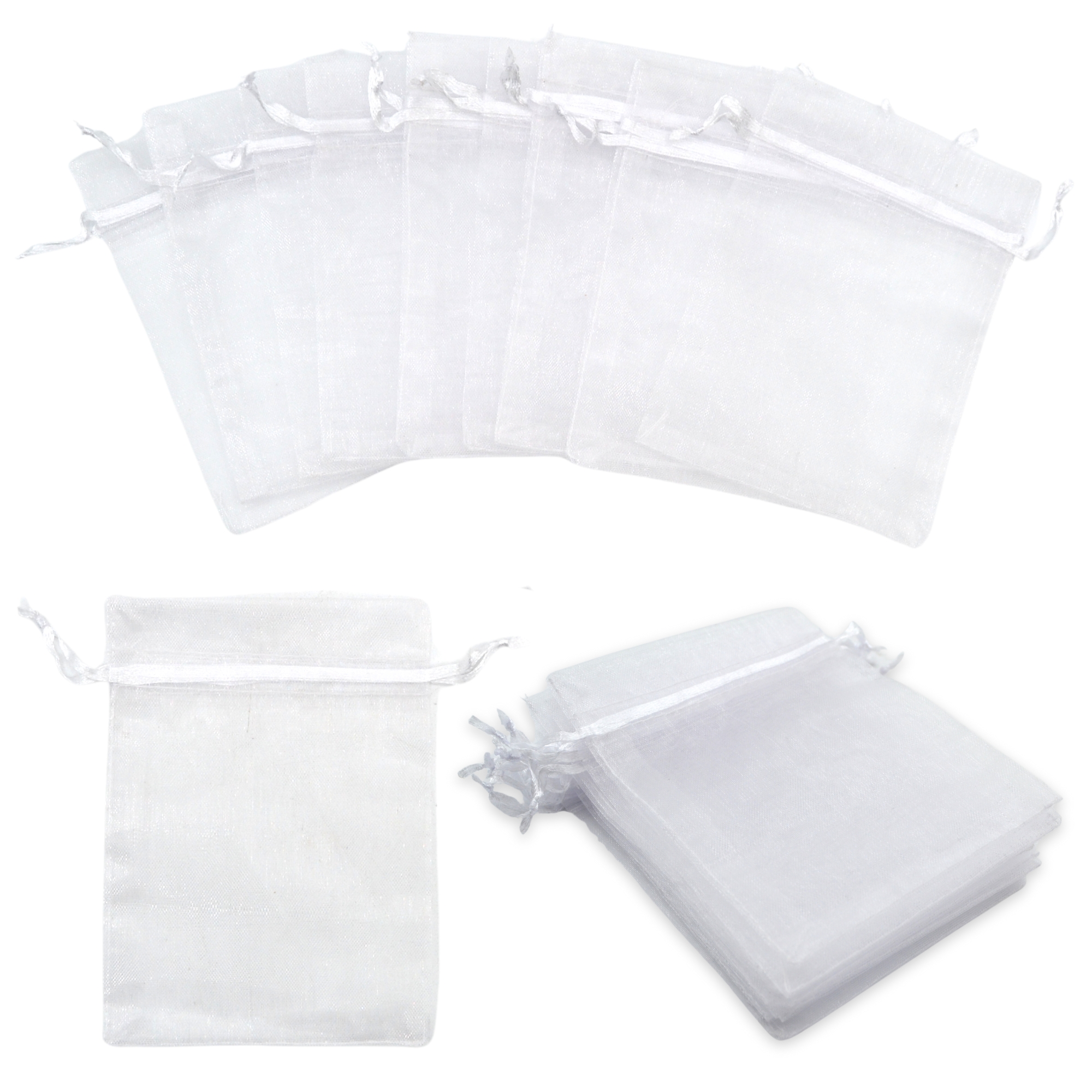 9cm x 12cm White Organza Bags - Jewellery Gift Pouches