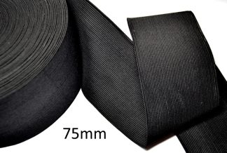 Wide Flat Elastic 75mm - Black