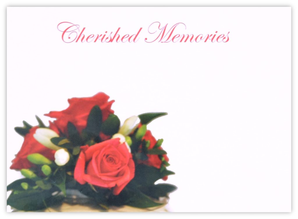 Reshaim Roses Card Cherished Memories (Red Roses) - 90mm x 125mm Florist Cards - CelloExpress