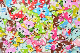 Childrens Character Printed Wooden Buttons (Chihuaha Type 1 - 26mm)