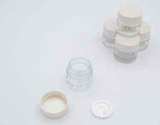 Round Glass Jars with Lids and Inserts - 10ml Clear - White Lids