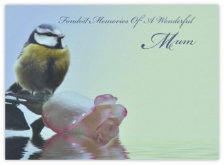 Fondest Memories Mum (Blue Tit & Rose) - 90mm x 125mm Florist Cards