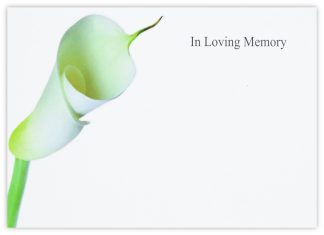 In Loving Memory (Calla Lily) - 90mm x 125mm Florist Cards