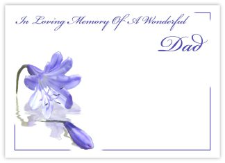 In Loving Memory Dad (Lily of the Nile) - 90mm x 125mm Florist Cards