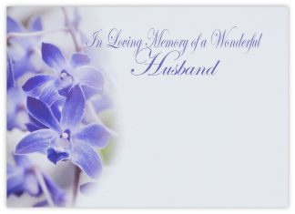 In Loving Memory Husband (Periwinkle) - 90mm x 125mm Florist Cards