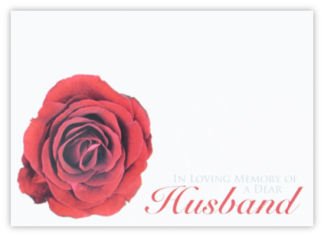 In Loving Memory Husband (Red Rose) - 90mm x 125mm Florist Cards