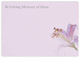 In Loving Memory Mom (Lily) - 90mm x 125mm OASIS® Florist Cards