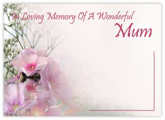 In Loving Memory Mum (Phlox Reflection) - 90mm x 125mm Florist Cards