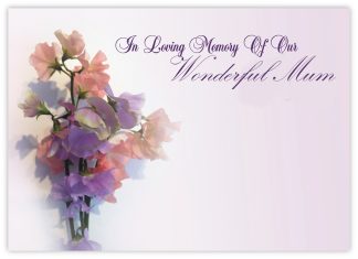 In Loving Memory Mum (Sweet Pea) - 90mm x 125mm Florist Cards