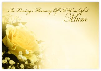 In Loving Memory Mum (Yellow Rose) - 90mm x 125mm Florist Cards