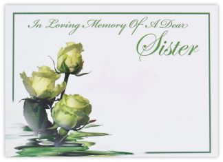 In Loving Memory Sister (3 White Roses) - 90mm x 125mm Florist Cards